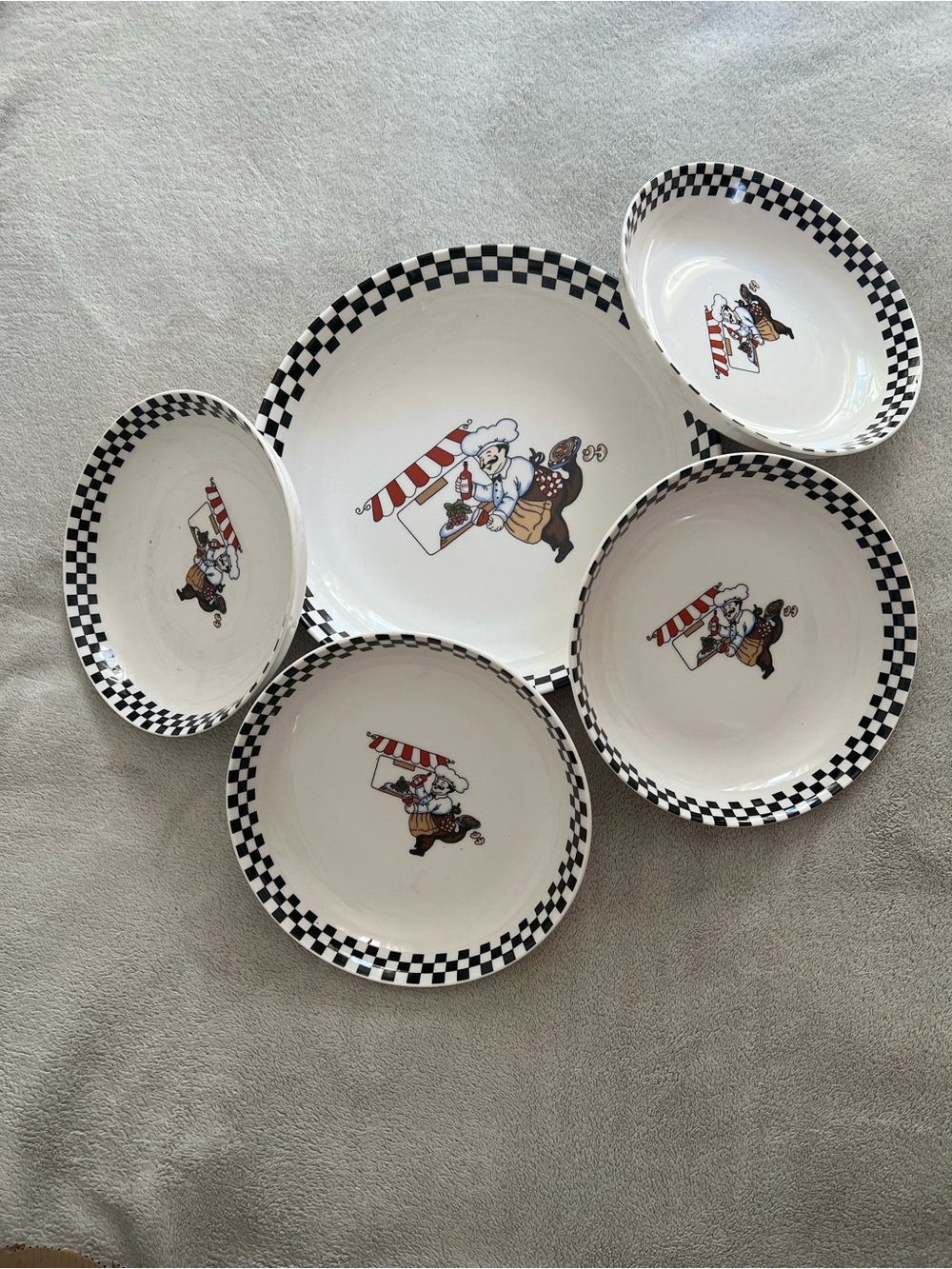 White and Black Check Chef Melamine Bowl Set